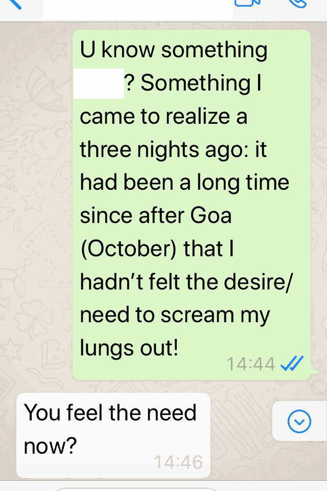 Urge to scream is gone